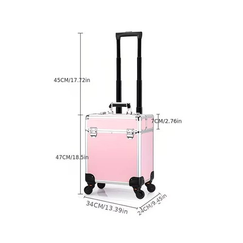 Aluminum Rolling Makeup Case black, like new, ideal for travel