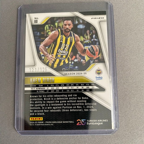 Khem Birch 2024-25 Panini Prizm Euroleague #60 Blue Ice Prizm card new