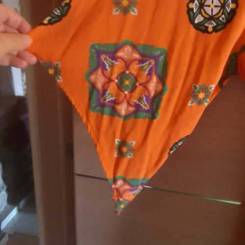 Cotton dress A-Style new, orange, asymmetrical wide sleeve