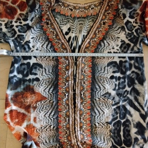 Caftan dress medium like new with unique pattern and color combinations