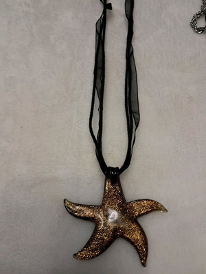 Glass double-sided pendant necklace like new