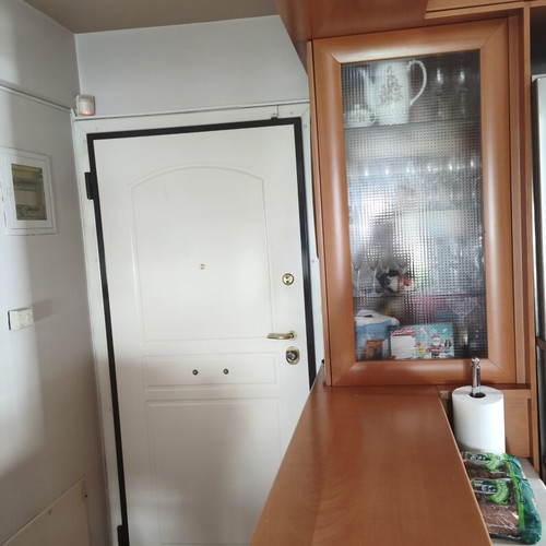 Solid oak kitchen cabinets with glass, used, including appliances