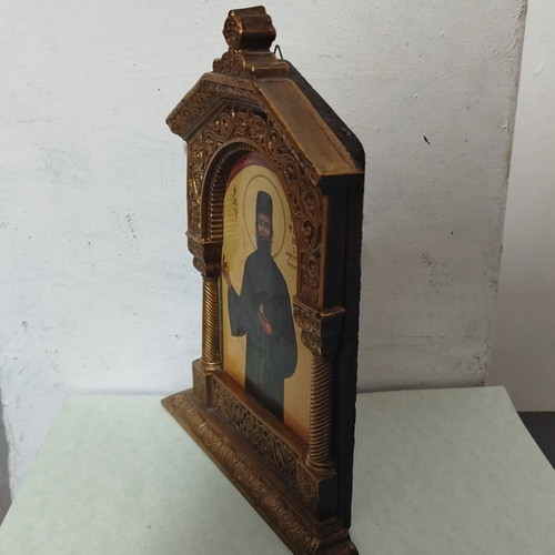 Saint Ephraim Icon used, 17.5 x 24.6 cm, wooden frame