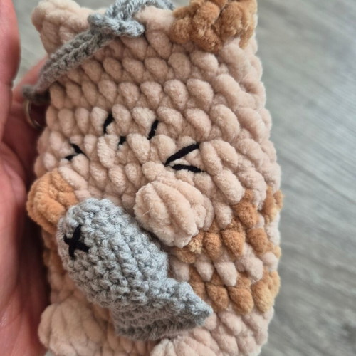Handmade Pusheen Pouch Keychain beige, brand new