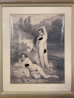 Vintage engraving used with worn frame