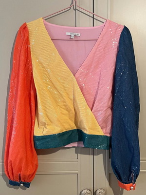 Olivia Rubin blouse multicolored with sequins new