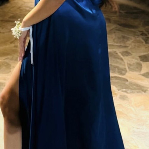 Multifunctional satin dress like new, blue