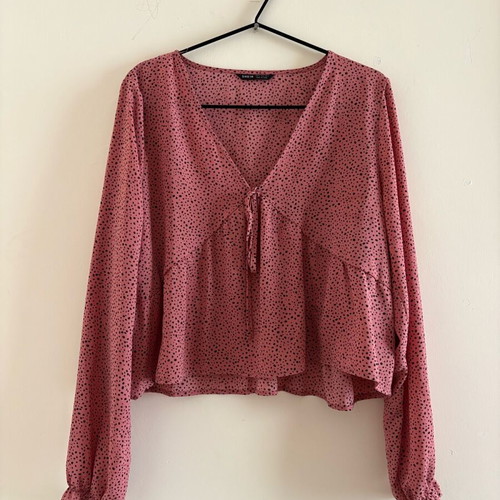 Pink crop blouse like new, Shein, size XL, pink