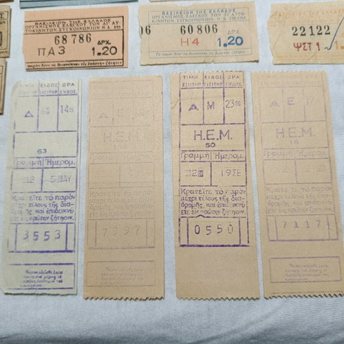 Collection of 24 used vintage urban transport tickets from 1940s-60s