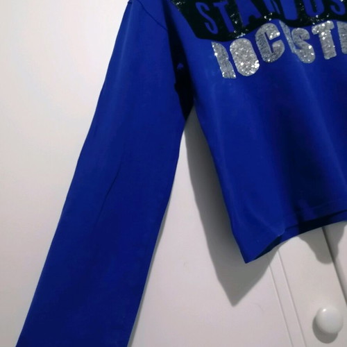 Long-sleeve shirt used with sequin print, size 10-12 years, blue