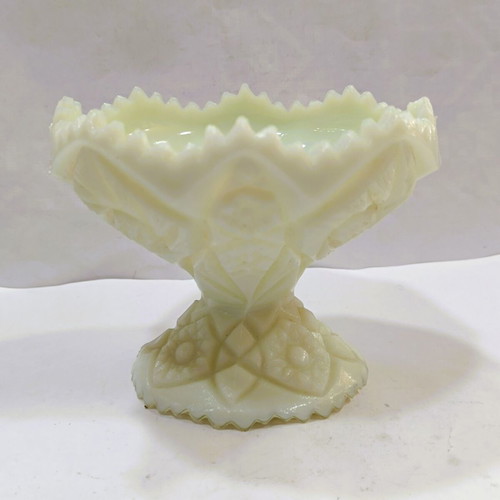 Fenton Pinwheel Candy Dish in Custard Satin Glass like new