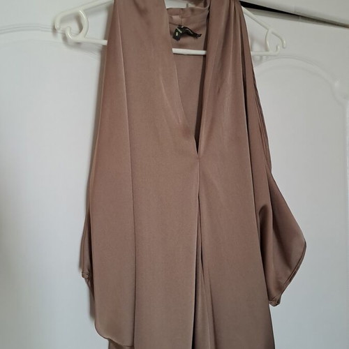 Imperial Fashion Italy Draped Satin Halter Dress like new, brown, size S