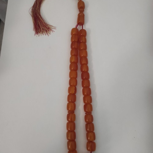 Mastic komboloi worry beads in honey shades, 33 beads