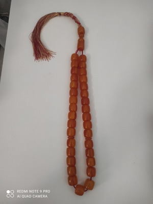 Mastic komboloi worry beads in honey shades, 33 beads