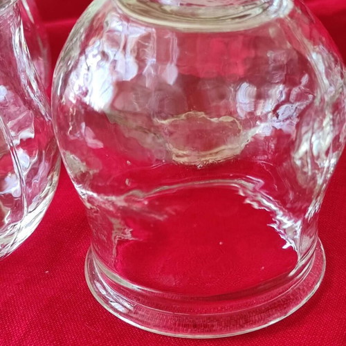 Set of 5 used glass cupping jars