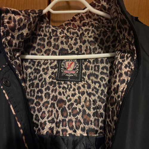 Spring jacket black with leopard print new, size M