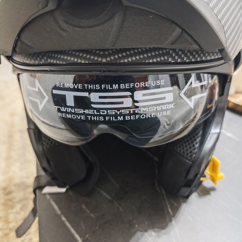 Helmet carbon look large flip up sun visor new