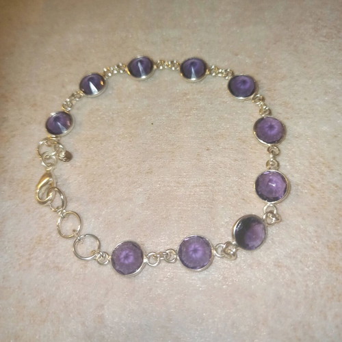 Handmade 925 Sterling Silver Bracelet with Natural Amethysts brand new