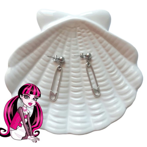 Draculaura Handmade Earrings Silver Stainless Steel