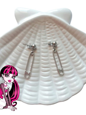 Draculaura Handmade Earrings Silver Stainless Steel