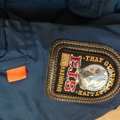 Parajumpers jacket used medium blue with detachable fur hood
