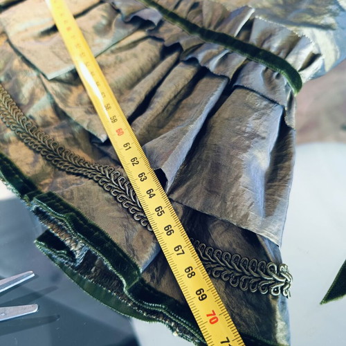 "Please" mini skirt with ruffles S like new, green