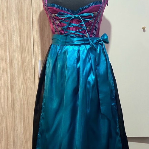 Bavarian traditional satin dress new, purple and turquoise