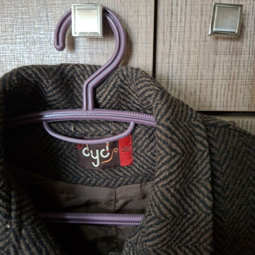 Women's brown herringbone coat small, used, with lining