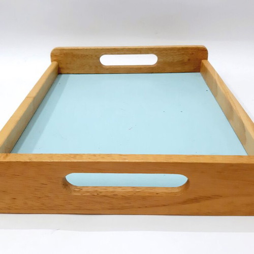 Vintage wooden tray with light blue base like new