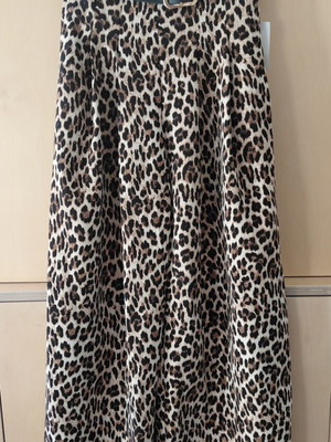 Leopard Print Wide Leg Pants with Belt One Size New