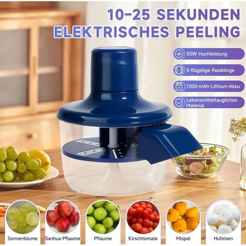 Electric peeler for grapes and small fruits, 50 W, USB, blue