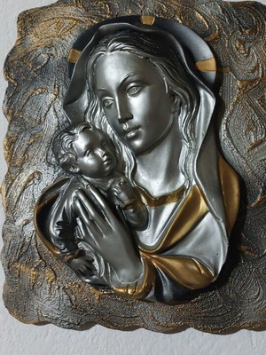 Virgin Mary image used, wooden 28×38 cm approx