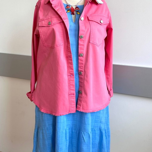 Fransa Pink Denim Shirt Jacket New