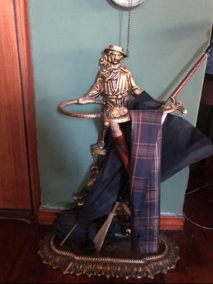 Umbrella stand used heavy brass with figurine
