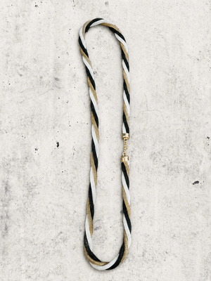Twisted rope necklace used, black, gold and silver