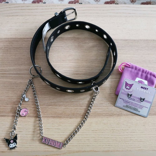 Kuromi New Accessories Belt and 925° Silver Earrings
