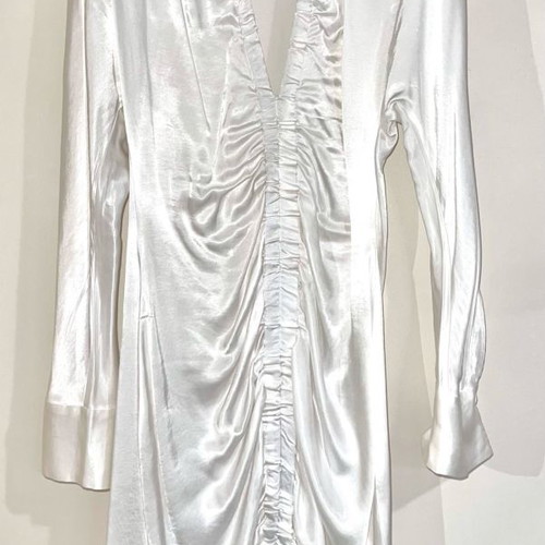 Zara white satin shirt dress XS like new -  5,00 - Vendora.cy