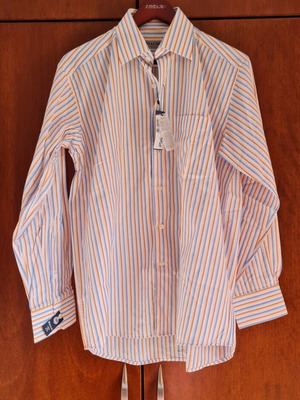 Pinaldi large shirt new, blue and orange