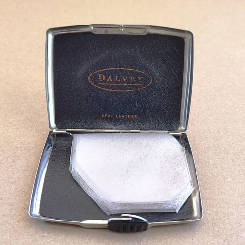 Dalvey Business Card Case used, stainless steel with gold detail
