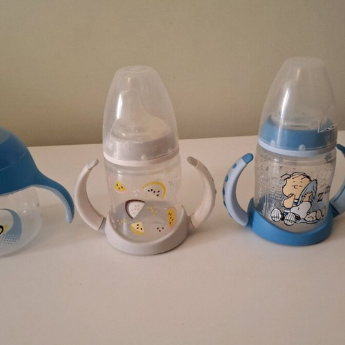 Baby water cups used 150ml with nipples and protective caps