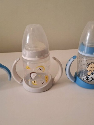 Бебешки чаши за вода 150 мл употребявани, 1 Philips Avent, 2 Nuk с биберони и капачки
