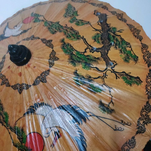 Chinese handmade umbrella used, made of rice paper and bamboo