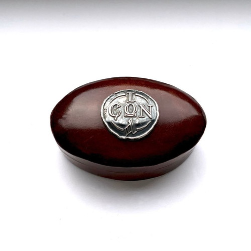 Set of 2 leather and 925 silver boxes with IASON inscription like new