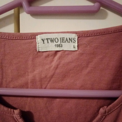 T-shirt with open V like new, size large with distressed details