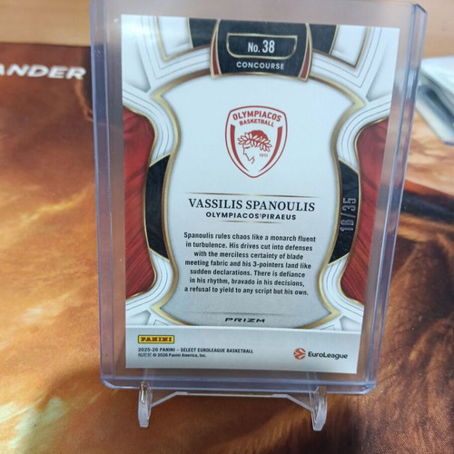 Vassilis Spanoulis 2025-26 Panini Select EuroLeague white sparkle parallel card 16/35 Olympiacos