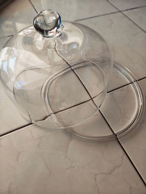 Glass serving platter with lid like new for various uses