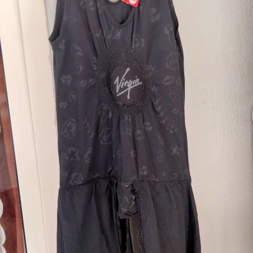 Vintage Virgin Black Sleeveless Top with Double Fabric, Size M, Like New