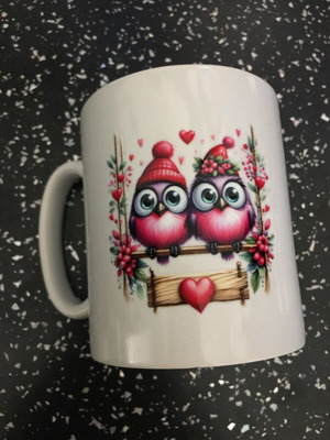 Mug with bird design, set of 2, new