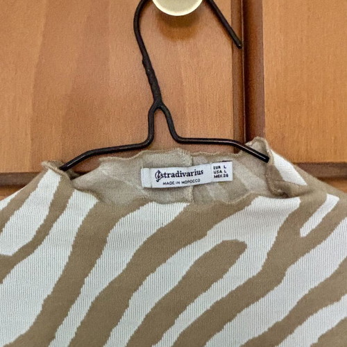 Stradivarius Zebra Print Mini Dress with Stand Collar like new, size L