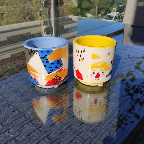 Small flowerpots used, set of 2, 7x7cm